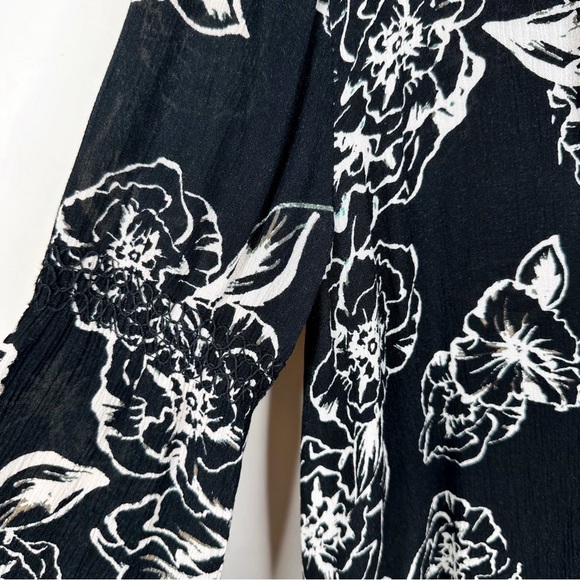 Free People Tree Swing Tunic Dress Black & White Floral Long Sleeve XS - Picture 7 of 12